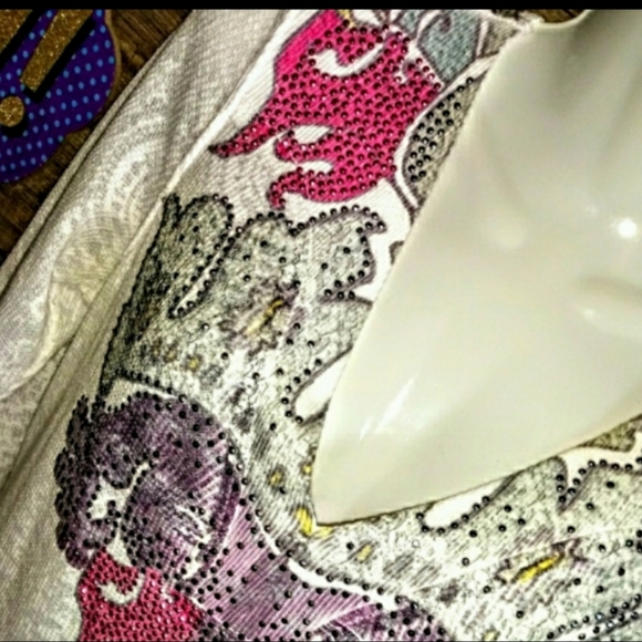 One World Top Size M Waffle Rhinestone Paisley NEW - Picture 5 of 16